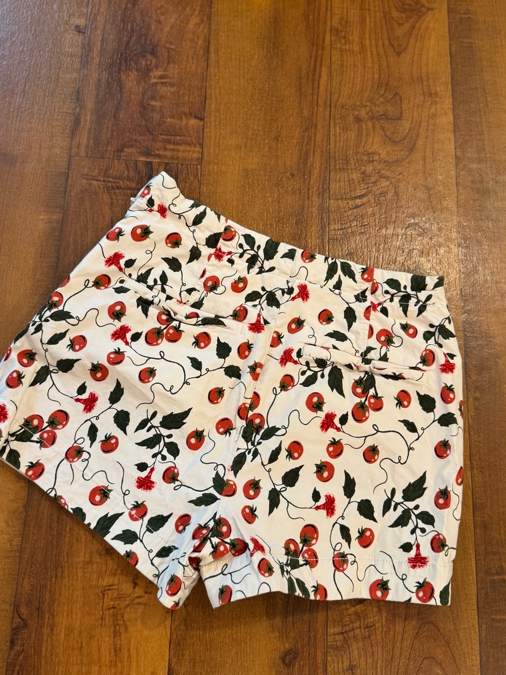 Anthropologie Maeve White Shorts with Red Cherry Tomatoes Print Womens size 2 - Picture 4 of 5